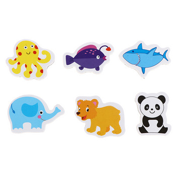 12Pcs цветен магнит за хладилник Творчески анимационни 3D стикери Играчки Микс Океански животни Дървени