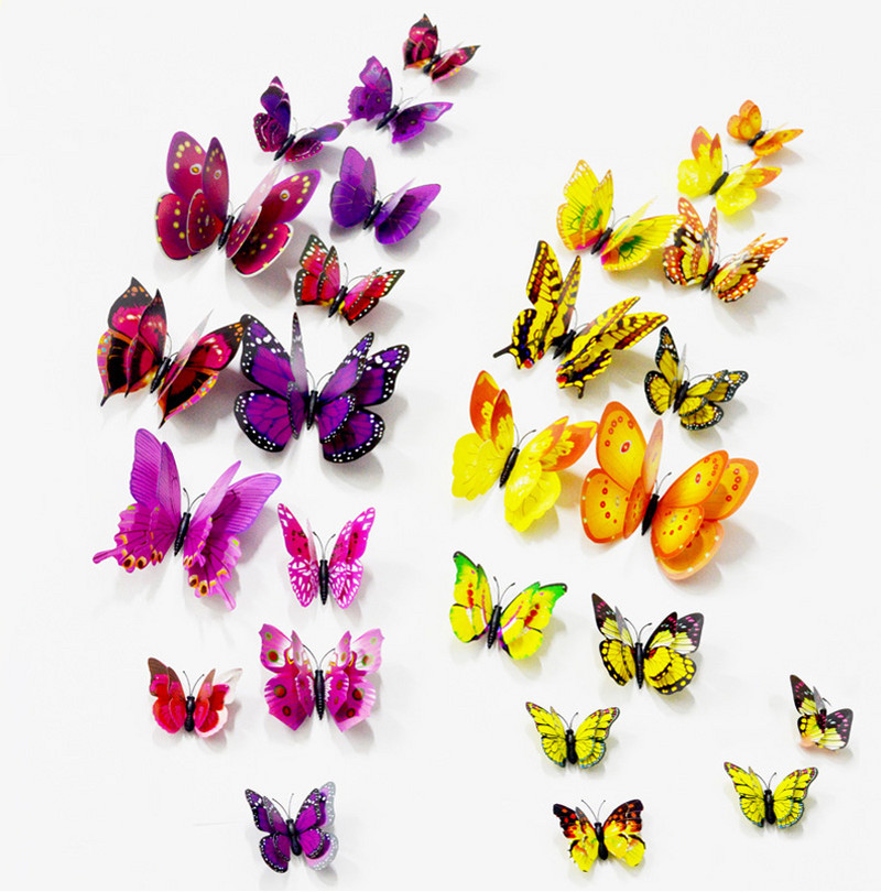 10gab Mākslīgā tauriņa gaismas ledusskapja magnēts mājas Ziemassvētku kāzu dekorēšanai