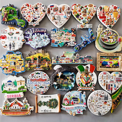 Декор на магнити за хладилник Япония Корея Германия Русия Нова Зеландия Италия Турция Перу Туристически сувенир Магнитен хладилник Паста подаръци