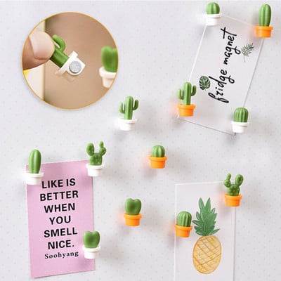 6 buc. Magnet pentru frigider cactus, autocolant magnetic 3D, drăguț, plante suculente, panou de mesaje, memento, decorarea casei bucătărie