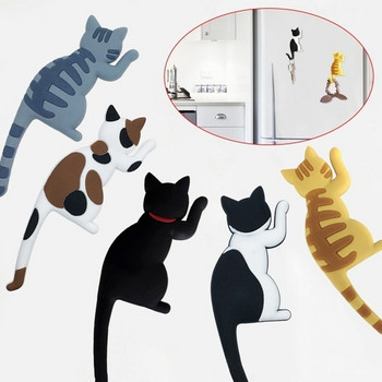 Нова мода, сладък, креативен многофункционален котка, магнитна кука за стенен монтаж, стикер за хладилник, магнит за хладилник, декор, закачалка, държач, кука