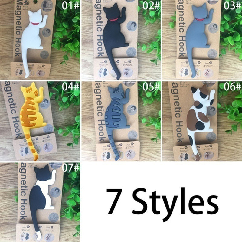 Jauns modes gudrs, radošs daudzfunkciju kaķa magnētiskais sienas stiprinājuma āķis Ledusskapja uzlīme Ledusskapja magnēts Dekors pakaramā turētāja āķis