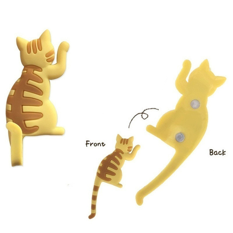 Jauns modes gudrs, radošs daudzfunkciju kaķa magnētiskais sienas stiprinājuma āķis Ledusskapja uzlīme Ledusskapja magnēts Dekors pakaramā turētāja āķis