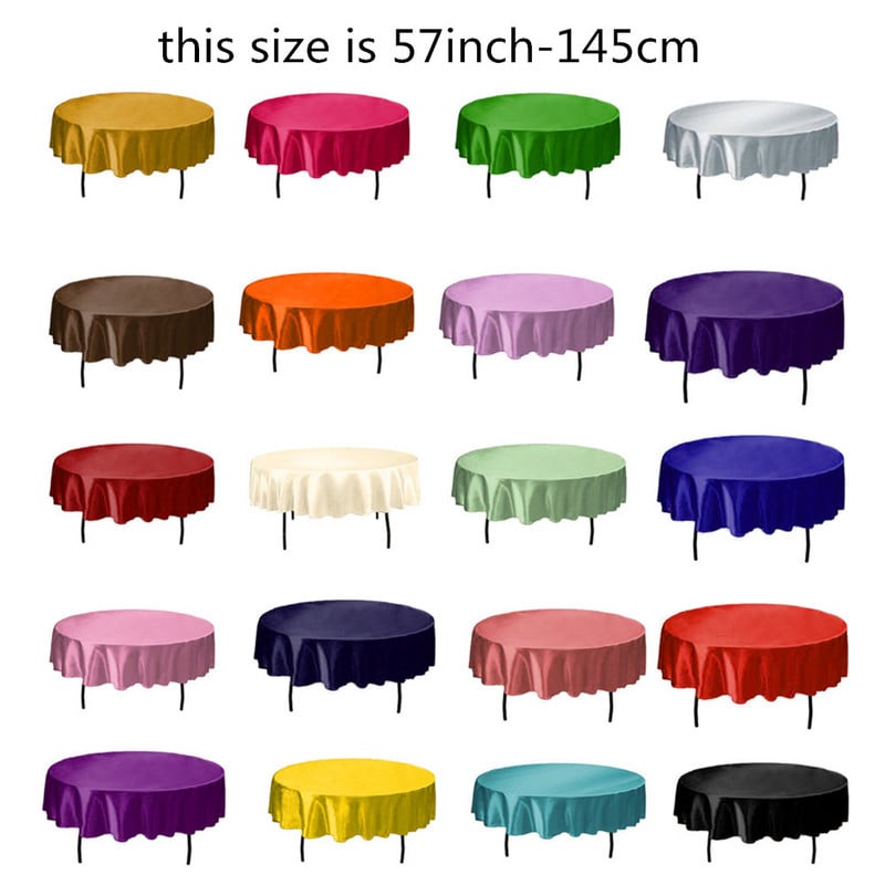 1gab satīna galdauts 57''90''120'' balts melns vienkrāsains kāzu dzimšanas dienas svinībām galda pārklājs apaļais galdauts mājas dekors