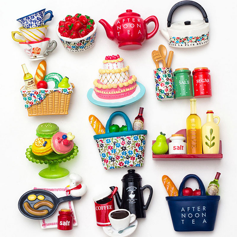 Kūrybinis animacinis filmas Popietės arbata Maisto derva trimačio dizaino šaldytuvo lipdukai Magnetinis pranešimas Namų dekoravimas