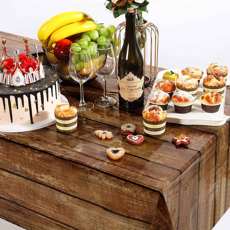 Laudlina puidutekstuur ristkülikukujulisele laudlinale Pruun laud Looduslik maalähedane köök söögitoa banketi kaunistuste jaoks