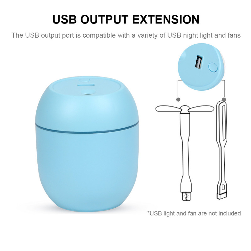USB преносим овлажнител за въздух 250 мл дифузор за етерично масло 2 режима автоматично изключване с LED светлина за домашна кола машина за мъгла пара лицева машина