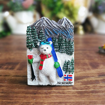 Норвегия Магнитен стикер за хладилник Nordic Сладко анимационно животно Бяла мечка Лос Магнити за хладилник Nordkapp Travel сувенир Декор
