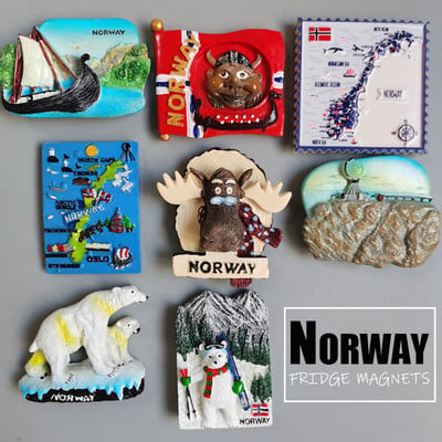 Norvegia Autocolant magnetic pentru frigider Nordic drăguț animal din desene animate urs polar elan Magneți pentru frigider Nordkapp Decor suvenir de călătorie