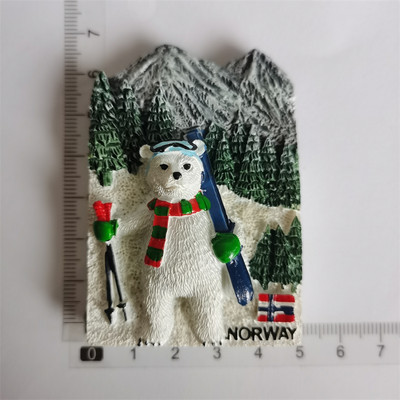 Norvēģijas magnētiskā ledusskapja uzlīme Ziemeļvalstu jauka multfilma dzīvnieks polārlācis alnis ledusskapja magnēti Nordkapp ceļojumu suvenīru dekors