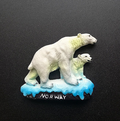 Norvēģijas magnētiskā ledusskapja uzlīme Ziemeļvalstu jauka multfilma dzīvnieks polārlācis alnis ledusskapja magnēti Nordkapp ceļojumu suvenīru dekors