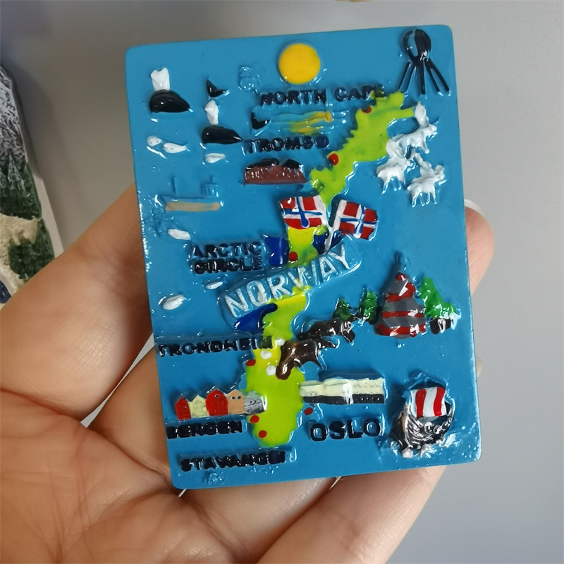 Norvēģijas magnētiskā ledusskapja uzlīme Ziemeļvalstu jauka multfilma dzīvnieks polārlācis alnis ledusskapja magnēti Nordkapp ceļojumu suvenīru dekors