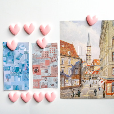 Maži meilės širdies šaldytuvo magnetai Mieli mini animacinių filmukų šaldytuvo lipdukai Puikūs dervos raudoni rožiniai maži magnetai nuotraukos žinutei