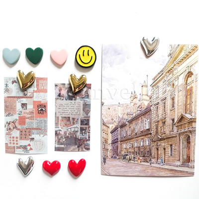 Maži meilės širdies šaldytuvo magnetai Mieli mini animacinių filmukų šaldytuvo lipdukai Puikūs dervos raudoni rožiniai maži magnetai nuotraukos žinutei