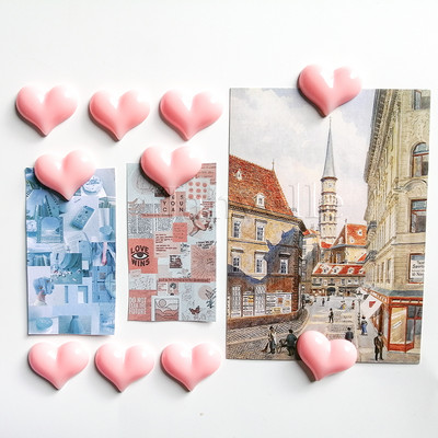 Maži meilės širdies šaldytuvo magnetai Mieli mini animacinių filmukų šaldytuvo lipdukai Puikūs dervos raudoni rožiniai maži magnetai nuotraukos žinutei
