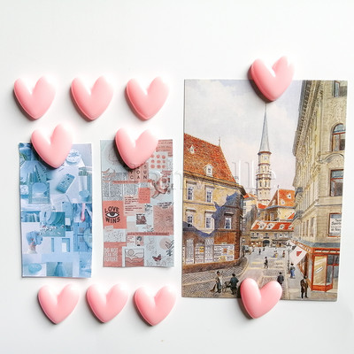Maži meilės širdies šaldytuvo magnetai Mieli mini animacinių filmukų šaldytuvo lipdukai Puikūs dervos raudoni rožiniai maži magnetai nuotraukos žinutei