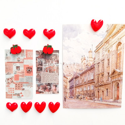 Maži meilės širdies šaldytuvo magnetai Mieli mini animacinių filmukų šaldytuvo lipdukai Puikūs dervos raudoni rožiniai maži magnetai nuotraukos žinutei