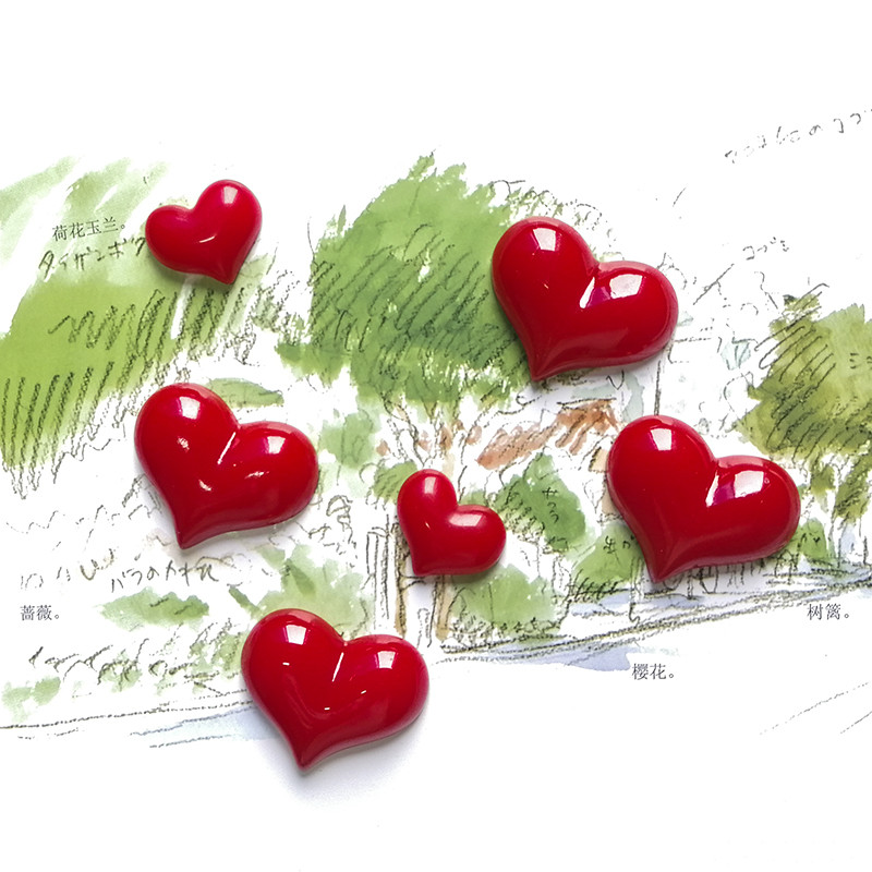 Maži meilės širdies šaldytuvo magnetai Mieli mini animacinių filmukų šaldytuvo lipdukai Puikūs dervos raudoni rožiniai maži magnetai nuotraukos žinutei