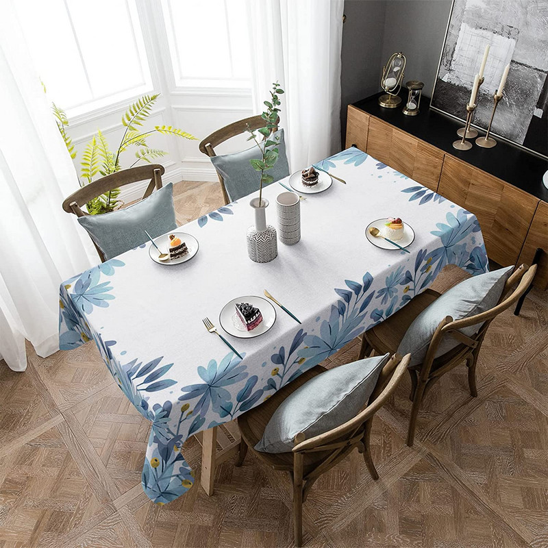 Ljeto Plavo cvijeće Lišće Pravokutni stolnjak Svadbena dekoracija Vodootporni stolnjak za objedovanje Blagdanska dekoracija