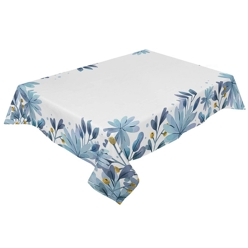 Ljeto Plavo cvijeće Lišće Pravokutni stolnjak Svadbena dekoracija Vodootporni stolnjak za objedovanje Blagdanska dekoracija