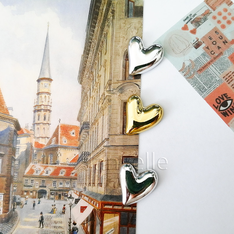 10 tk kullast südamega külmkapimagnetid väikesed hõbedased magnetkleebised Mini armas külmkapimagneti komplekt köögi jaoks kodukontori sisekujunduseks