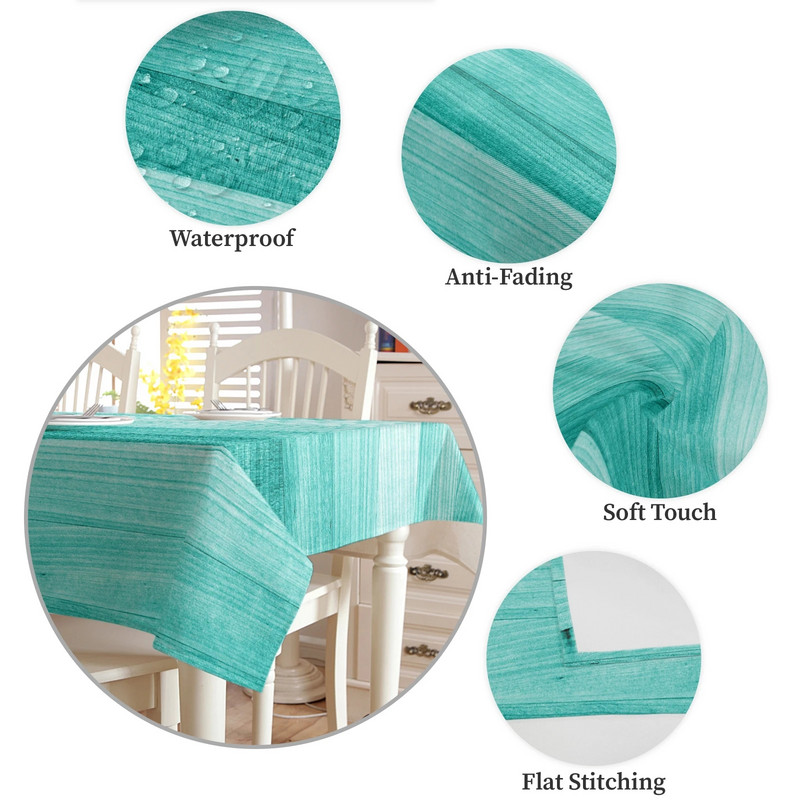 Türkiissinine puidust tahvel veekindel laudlina pühadepeokaunistus Ristkülikukujuline lauakate sünnipäevalaua laudlina