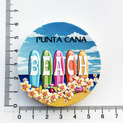 Dominikanska Republika Crna dama Karnevalski autobus Crkva Santa Domingo Punta Cana Hladnjak od smole ara Magnet Turistički suveniri