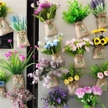 Αγοράστε 3 Πάρτε 1 τσάντα σεντόνια Τεχνητό λουλούδι Μαγνητικά αυτοκόλλητα DIY Simulation Flower Refrigerator Magnet Κουζίνα Δώρο Διακόσμηση σπιτιού