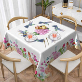 Kolibri ziedu ziedu taisnstūrveida galdauts svētku ballīšu noformējums ūdensnecaurlaidīgs auduma galda pārklājs ēdamistabas virtuves dekorēšanai