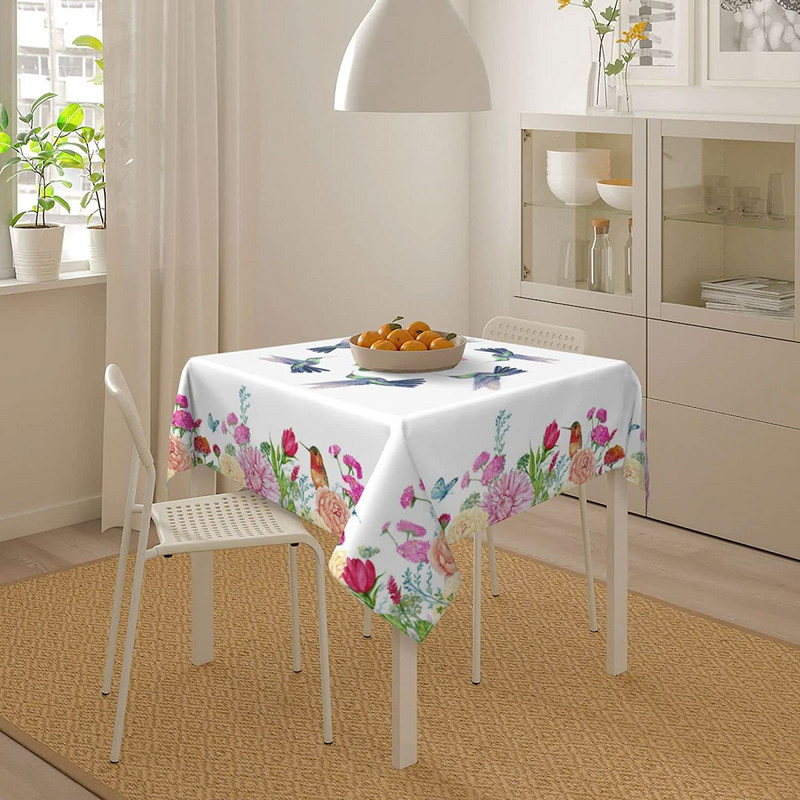 Kolibri ziedu ziedu taisnstūrveida galdauts svētku ballīšu noformējums ūdensnecaurlaidīgs auduma galda pārklājs ēdamistabas virtuves dekorēšanai