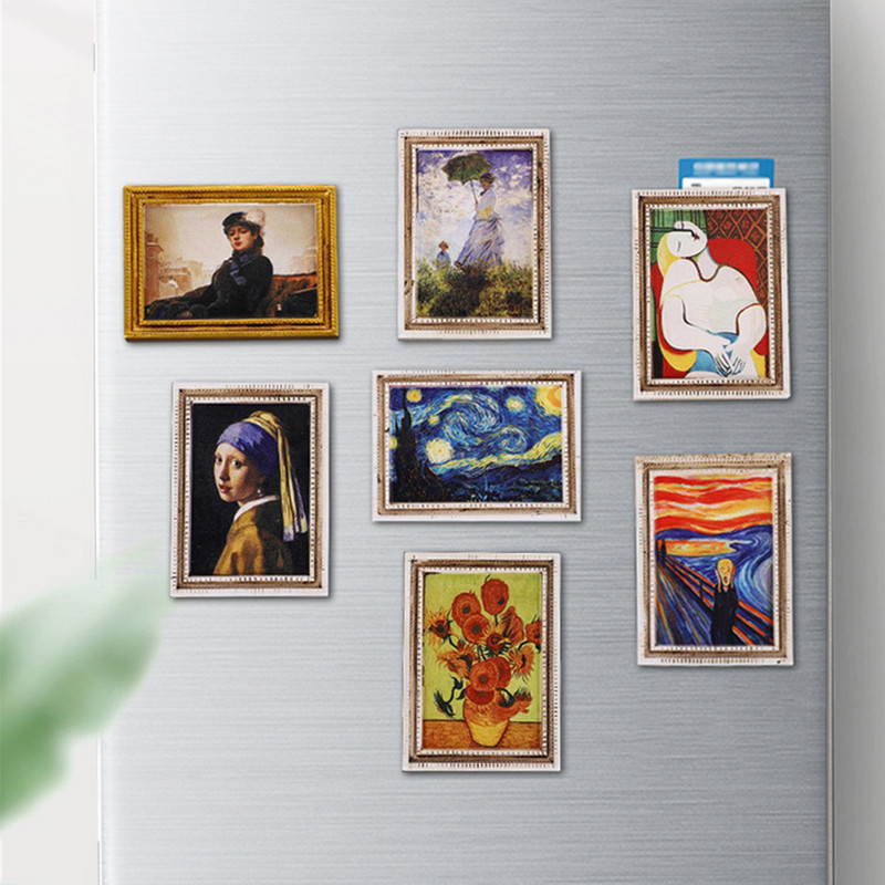 Pasaulē slavena glezna Ledusskapja magnēti Zvaigžņota debess Saulespuķe ar rāmi Ledusskapis Uzlīme Virtuve Mājas Dekorēšanas Dāvanas