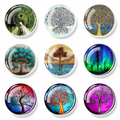 Dzīvības koks Ledusskapja magnēts 30 MM Yin Yang stikla kabošona magnētiskais ledusskapis Uzlīmes Baltā tāfele Ziņojumu piezīmju turētājs Mājas dekors