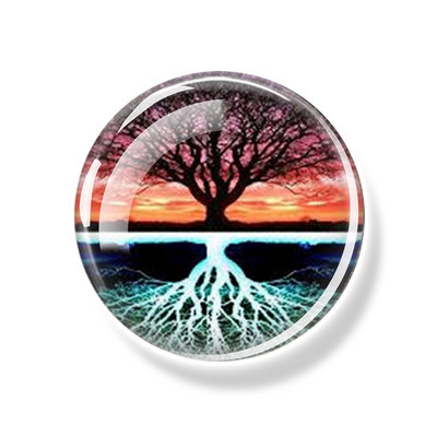 Dzīvības koks Ledusskapja magnēts 30 MM Yin Yang stikla kabošona magnētiskais ledusskapis Uzlīmes Baltā tāfele Ziņojumu piezīmju turētājs Mājas dekors