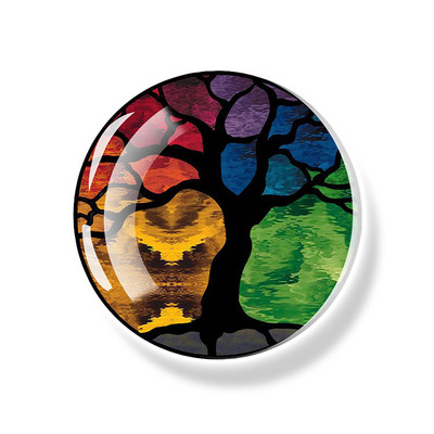 Dzīvības koks Ledusskapja magnēts 30 MM Yin Yang stikla kabošona magnētiskais ledusskapis Uzlīmes Baltā tāfele Ziņojumu piezīmju turētājs Mājas dekors