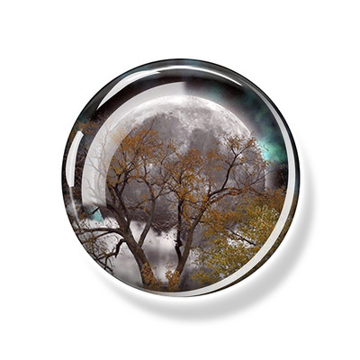 Dzīvības koks Ledusskapja magnēts 30 MM Yin Yang stikla kabošona magnētiskais ledusskapis Uzlīmes Baltā tāfele Ziņojumu piezīmju turētājs Mājas dekors