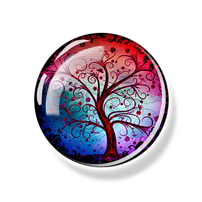 Dzīvības koks Ledusskapja magnēts 30 MM Yin Yang stikla kabošona magnētiskais ledusskapis Uzlīmes Baltā tāfele Ziņojumu piezīmju turētājs Mājas dekors