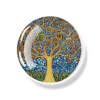 Dzīvības koks Ledusskapja magnēts 30 MM Yin Yang stikla kabošona magnētiskais ledusskapis Uzlīmes Baltā tāfele Ziņojumu piezīmju turētājs Mājas dekors