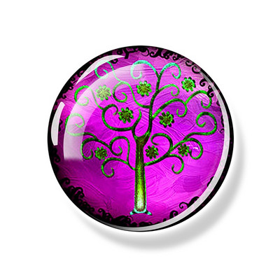 Dzīvības koks Ledusskapja magnēts 30 MM Yin Yang stikla kabošona magnētiskais ledusskapis Uzlīmes Baltā tāfele Ziņojumu piezīmju turētājs Mājas dekors