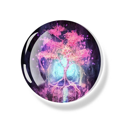 Dzīvības koks Ledusskapja magnēts 30 MM Yin Yang stikla kabošona magnētiskais ledusskapis Uzlīmes Baltā tāfele Ziņojumu piezīmju turētājs Mājas dekors