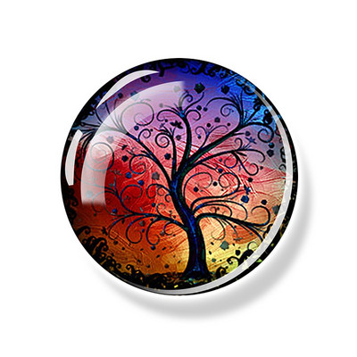 Dzīvības koks Ledusskapja magnēts 30 MM Yin Yang stikla kabošona magnētiskais ledusskapis Uzlīmes Baltā tāfele Ziņojumu piezīmju turētājs Mājas dekors