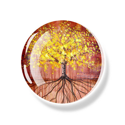 Dzīvības koks Ledusskapja magnēts 30 MM Yin Yang stikla kabošona magnētiskais ledusskapis Uzlīmes Baltā tāfele Ziņojumu piezīmju turētājs Mājas dekors