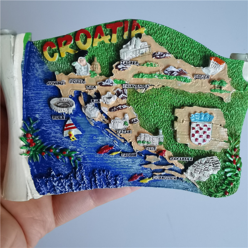Kroatijos šaldytuvo magnetas Kroatie turistiniai suvenyrai Viduržemio jūra Malta Lenkija Magnetinis šaldytuvas Lipdukai Kroatija Žemėlapis Namų dekoras
