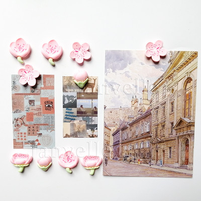 10 vnt mielų gėlių šaldytuvo magnetai Rožiniai maži magnetiniai nuotraukų lipdukai Mini magnetai šaldytuvo dekoravimui