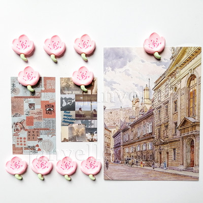 10 vnt mielų gėlių šaldytuvo magnetai Rožiniai maži magnetiniai nuotraukų lipdukai Mini magnetai šaldytuvo dekoravimui