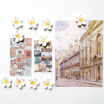 10 vnt mielų gėlių šaldytuvo magnetai Rožiniai maži magnetiniai nuotraukų lipdukai Mini magnetai šaldytuvo dekoravimui