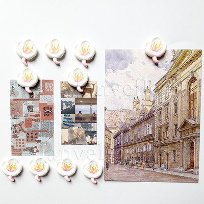 10 vnt mielų gėlių šaldytuvo magnetai Rožiniai maži magnetiniai nuotraukų lipdukai Mini magnetai šaldytuvo dekoravimui