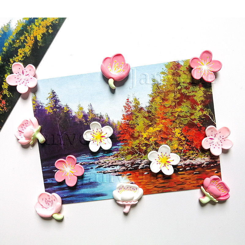 10 vnt mielų gėlių šaldytuvo magnetai Rožiniai maži magnetiniai nuotraukų lipdukai Mini magnetai šaldytuvo dekoravimui