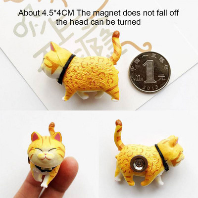 3D Stereo Cute Turnable Kitten Art Design Animal Series Home Decor Magnet za hladnjak Ukras za hladnjak Poklon za kuhinju
