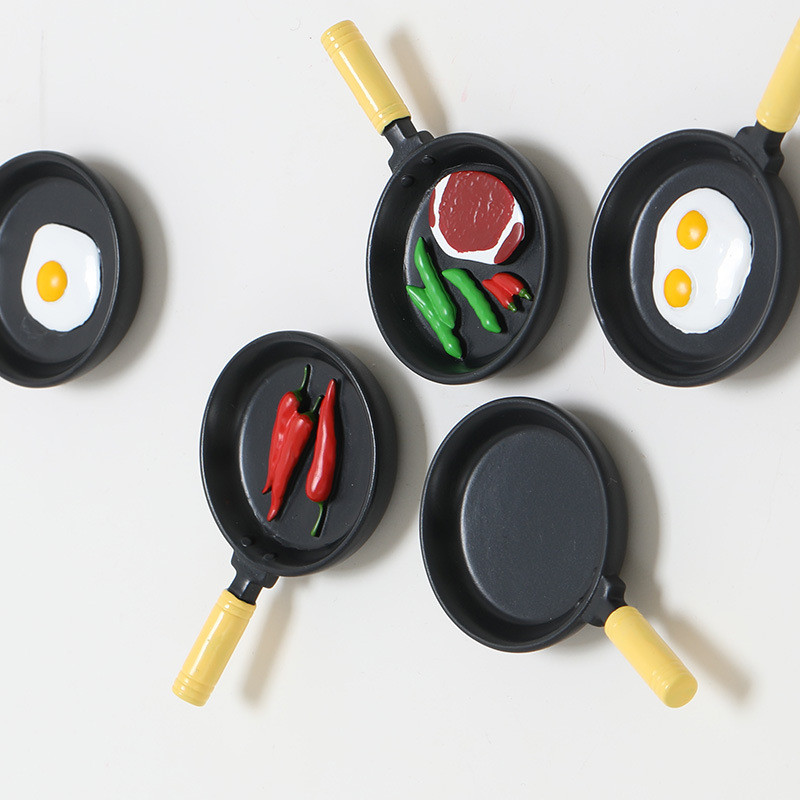 Simulācija Metāla panna Ledusskapis Uzlīmes Pucētas olas Čili Ledusskapja Dekorācijas Magnēti Retro nostalģiska Dāvana