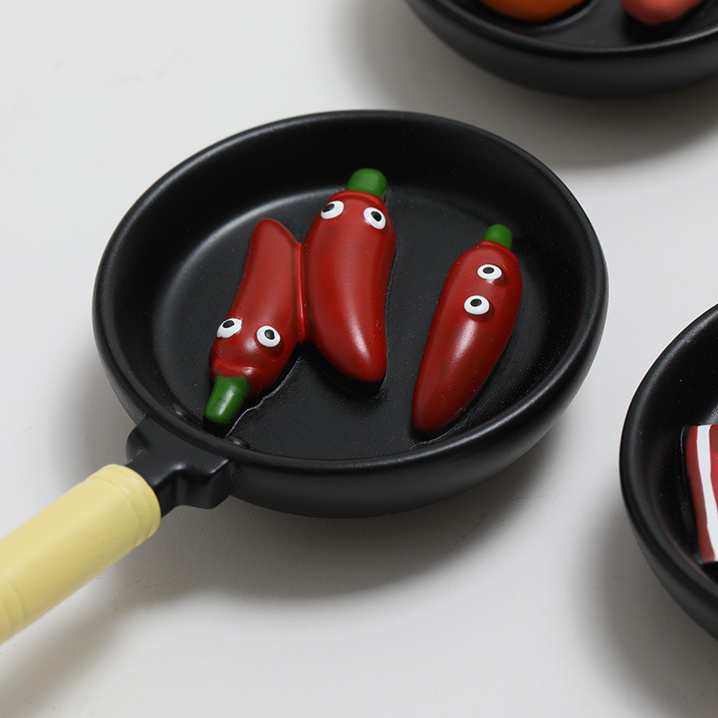 Simulācija Metāla panna Ledusskapis Uzlīmes Pucētas olas Čili Ledusskapja Dekorācijas Magnēti Retro nostalģiska Dāvana